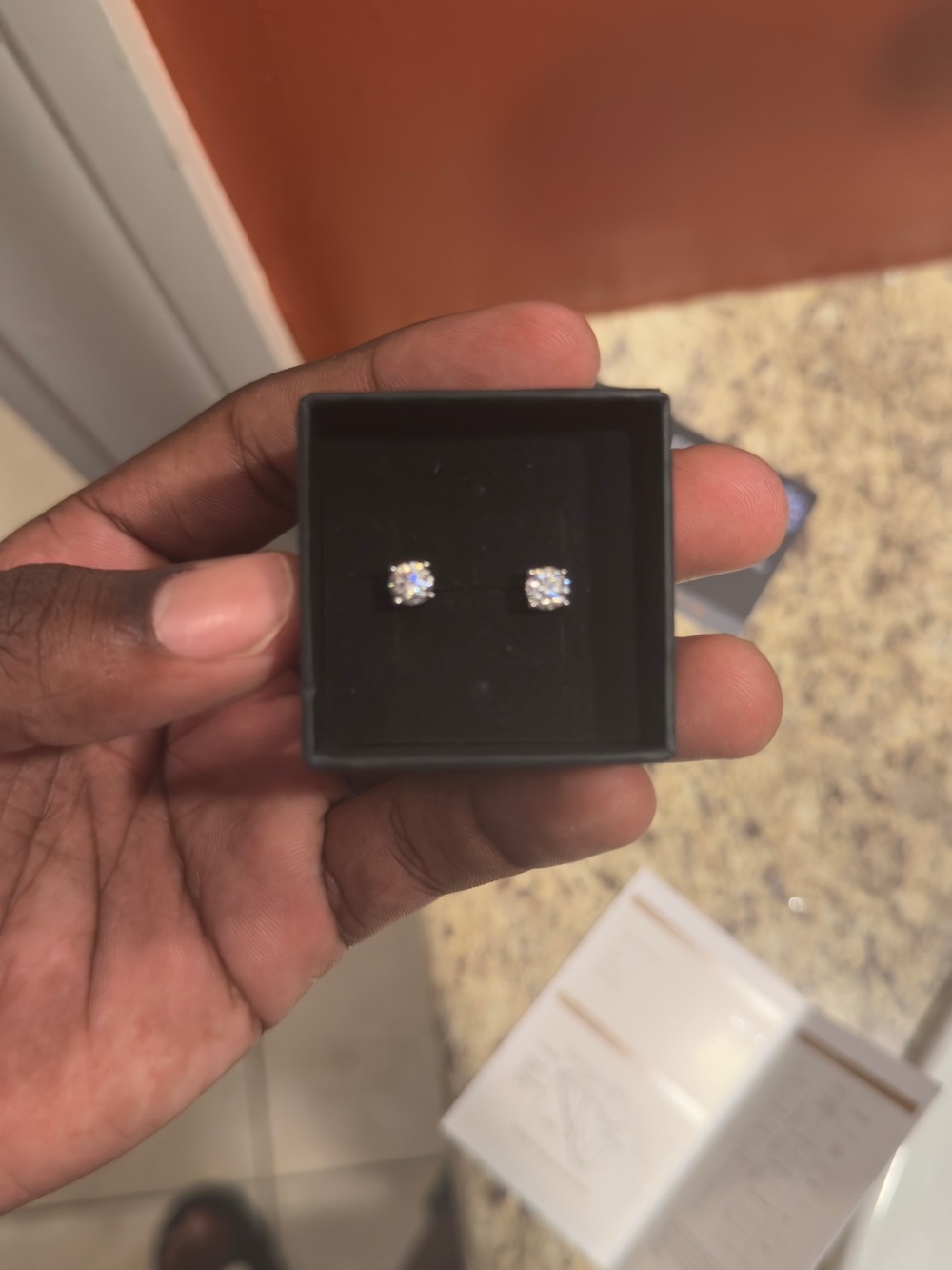 Clear Crystal Stud Earrings for Men - Sparkling Silver Tone